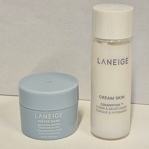NEW Laneige Water Bank Blue Hyaluronic Cream Moisturizer & Cream Skin Toner Set